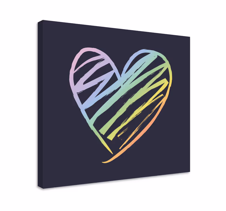 Gökkuşağı holografik kalp yatak odası duvar baskıları - TenStickers