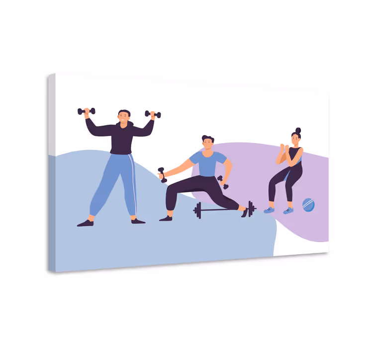 Spor kanvas tablo fitness tutkunları antrenmanı - TenStickers