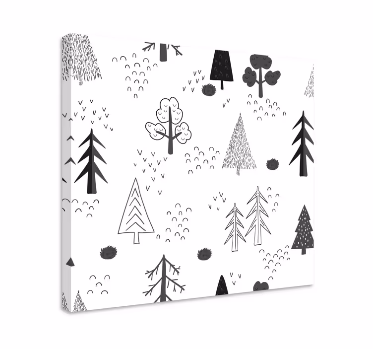 Beyaz minimalist ağaçlar nordic kanvas baskılar - TenStickers