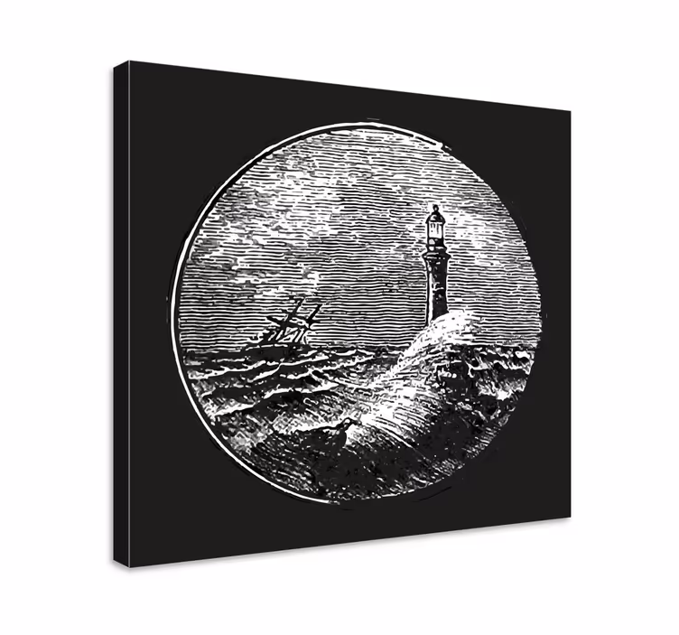 Gece manzarası tuval sırasında karanlık okyanus - TenStickers