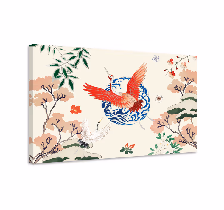 Chinoiserie kırmızı retro tuval - TenStickers