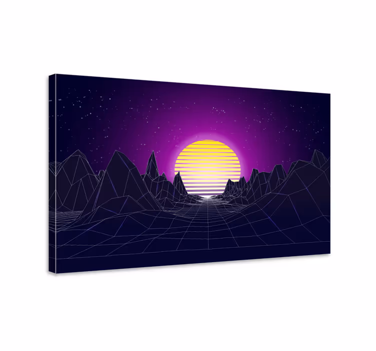 Modern tablo geometrik günbatımı manzarası - TenStickers