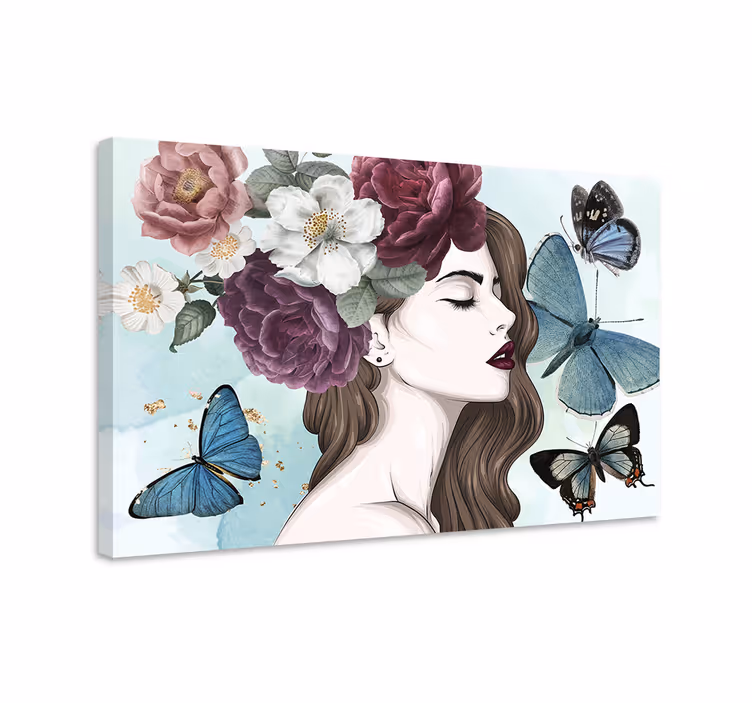 Glamour tarzı kadın çiçekleri tuval sanat baskıları - TenStickers
