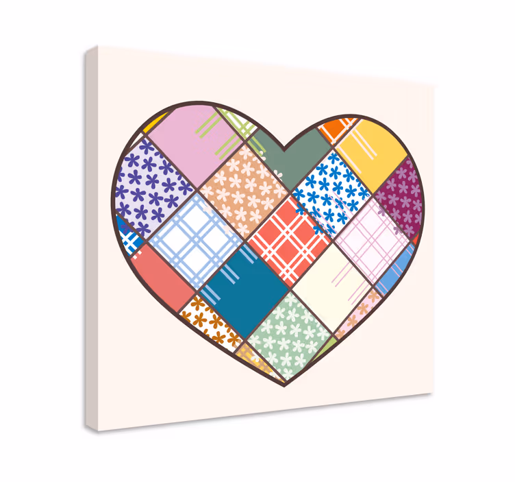 Patchwork renkli kalp desen retro tuval - TenStickers