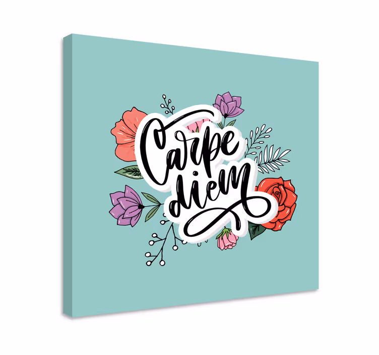 Carpe diem pembe çiçek desenli tuval - TenStickers