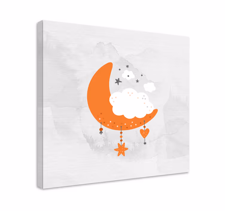Minimalist ay ve bulutlar tuval sanat baskıları - TenStickers