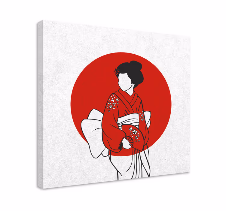 Oriental kanvas tablo geleneksel kimono zarafeti - TenStickers