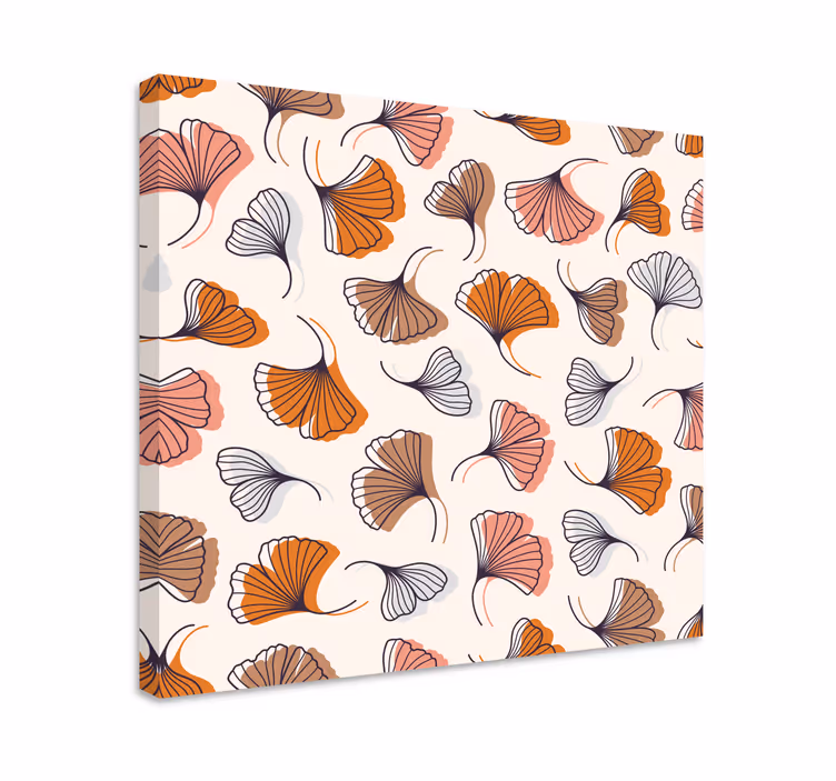 çiçekli ginkgo deseni çiçekler ve bitkiler kanvas tablo - TenStickers