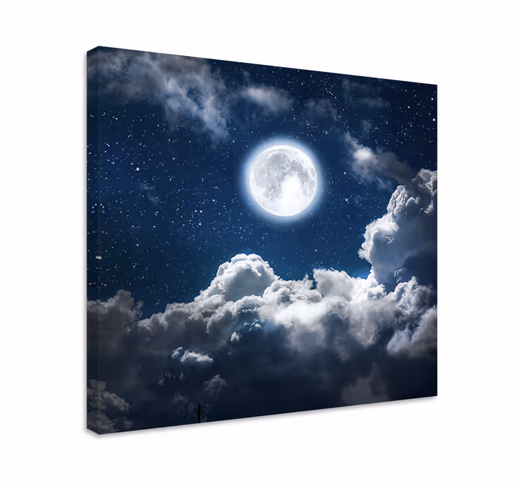 Güzel bir gece ay ve bulutlar tuvali - TenStickers