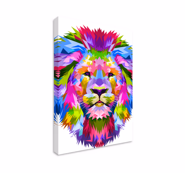 Aslan canlı renkler geometrik tuval - TenStickers