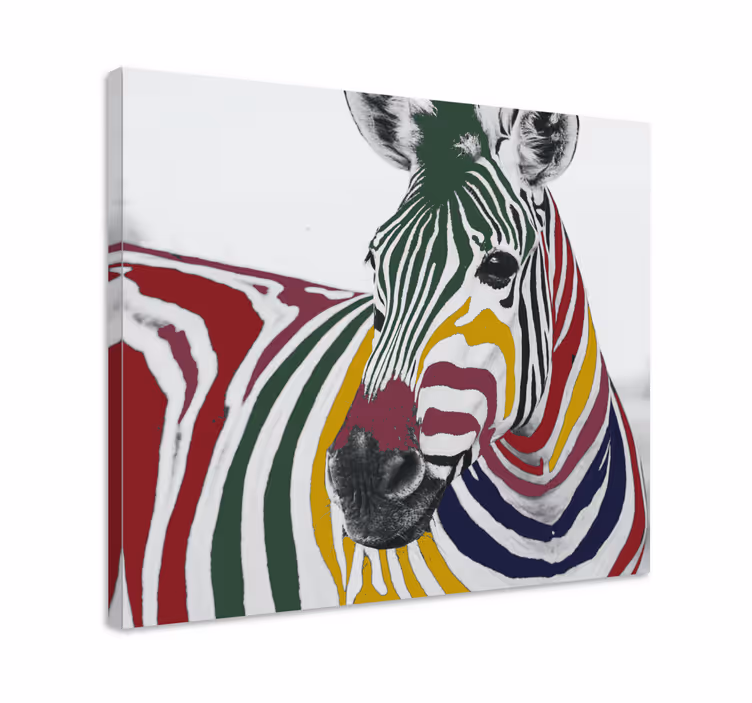Hayvanlar tablo renkli zebra portresi - TenStickers