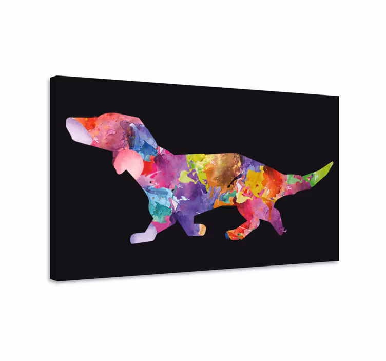 Siyah modern tuvalde renkli köpek boyama - TenStickers