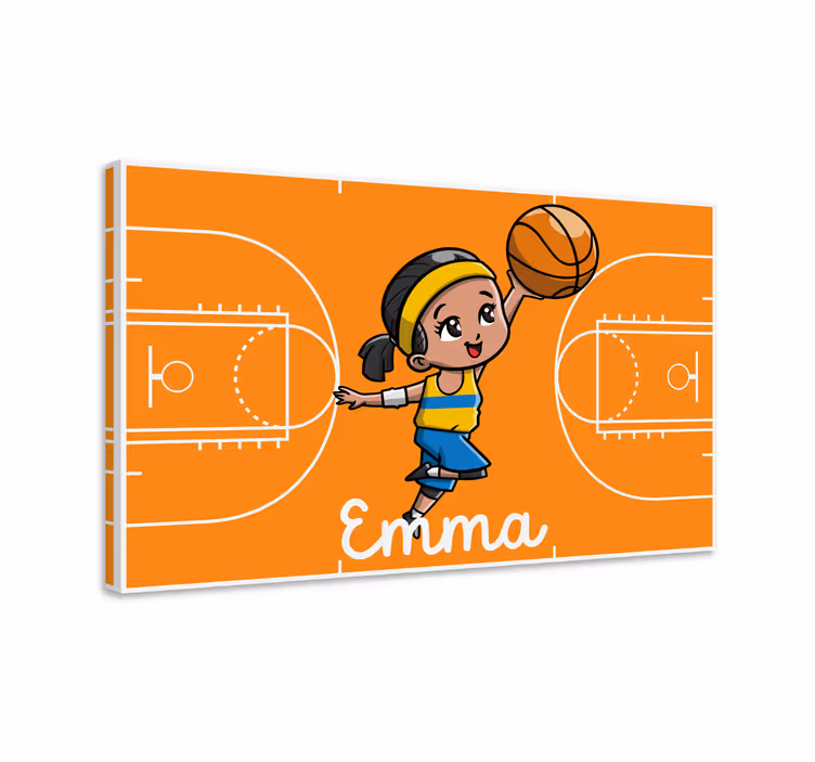 Çocuklar kanvas tablo basketbol oynayan kız - TenStickers