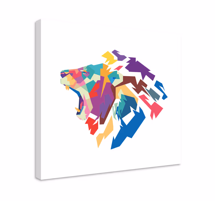 Geometrik-hayvanlar aslan hayvan kanvas baskılar - TenStickers