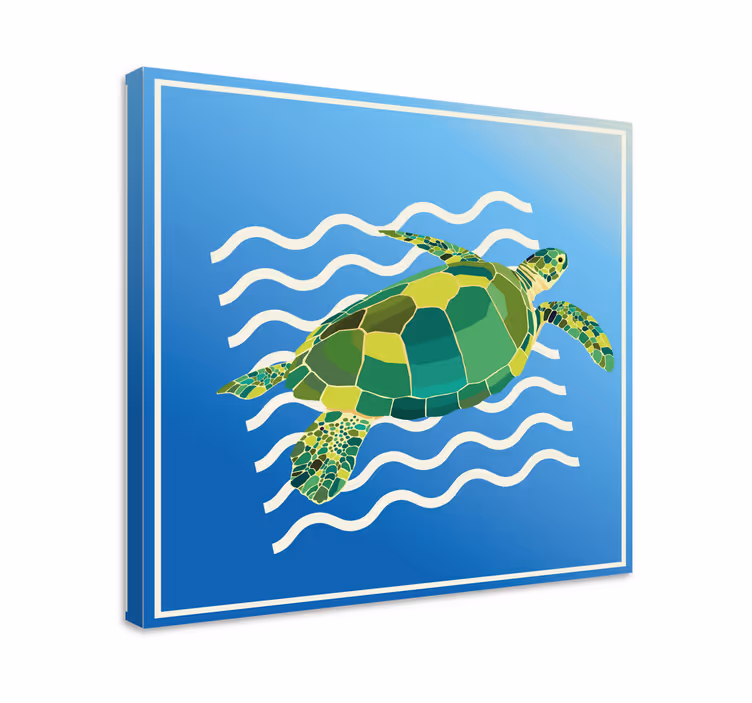Balık tablo deniz kaplumbağası yüzme - TenStickers