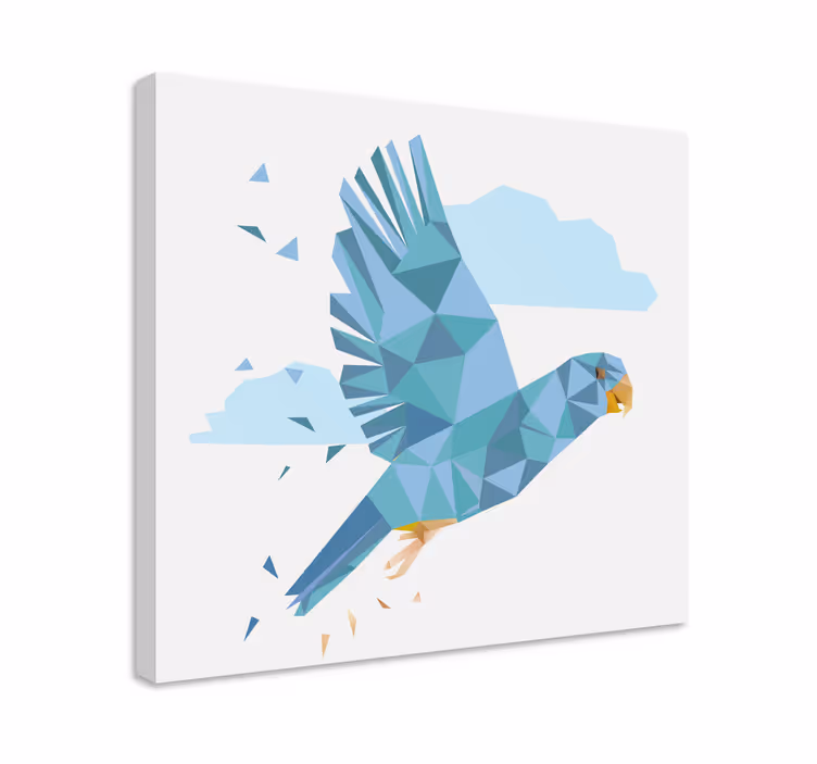 Geometrik-hayvanlar mavi sevimli papağan kuş tuval - TenStickers