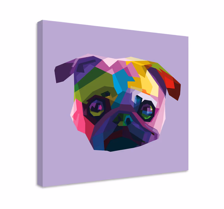 Geometrik-hayvanlar pug köpek kanvas baskılar - TenStickers