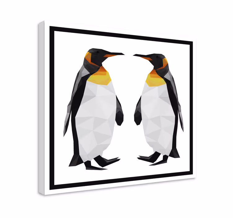 3 boyutlu tablo geometrik İki penguen - TenStickers