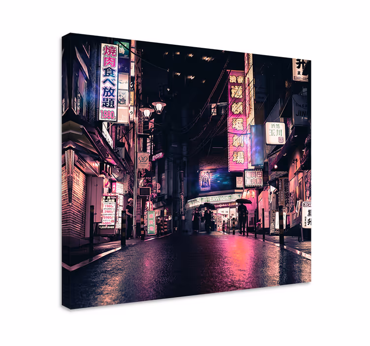 Şehirler ve Ülkeler kanvas tablo neon Şehir sokakları - TenStickers
