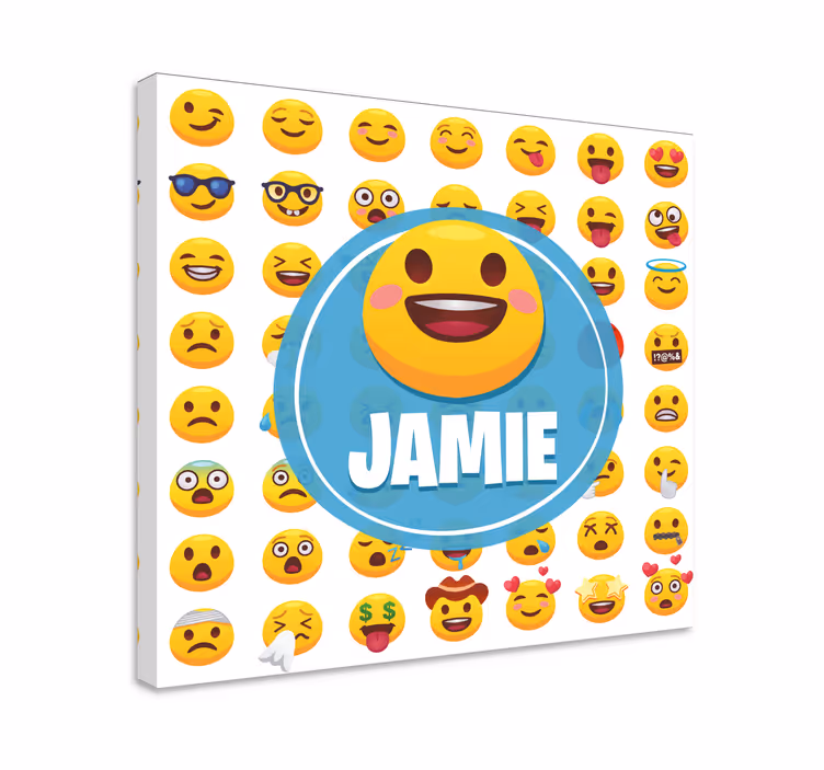 Emoji ifadeleri koleksiyonu Abc ve harfler kanvas tablo - TenStickers