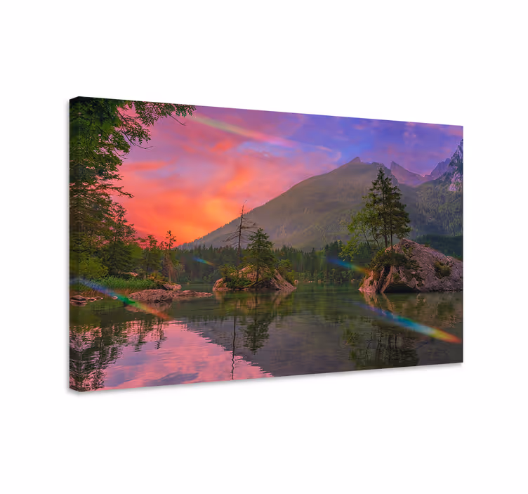 Tablo manzaraları dağ yansıması huzuru - TenStickers