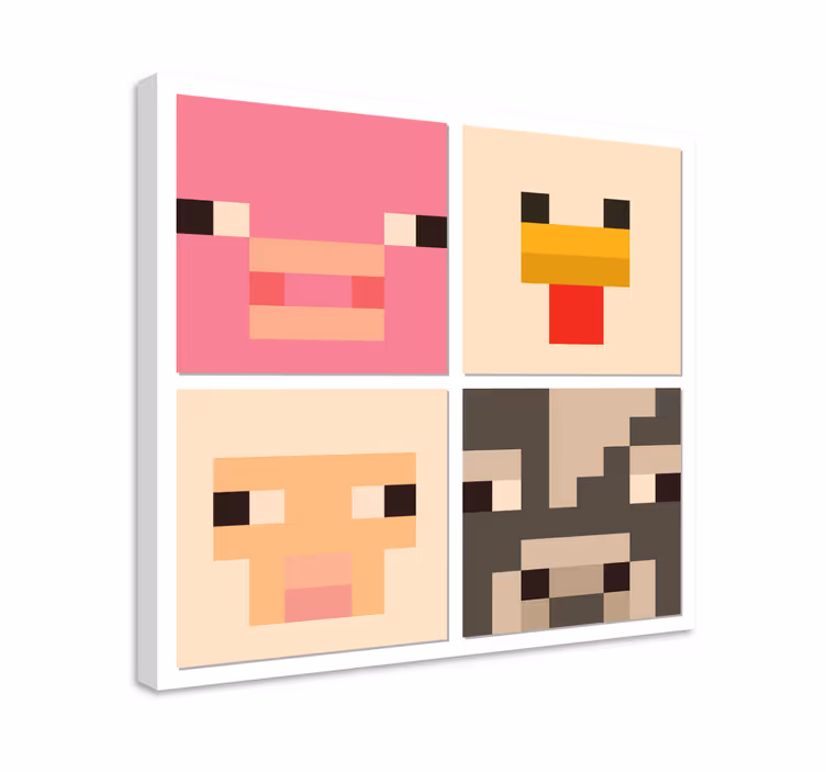 Pixel sanatı hayvan yüzleri video oyunlarının tablo - TenStickers