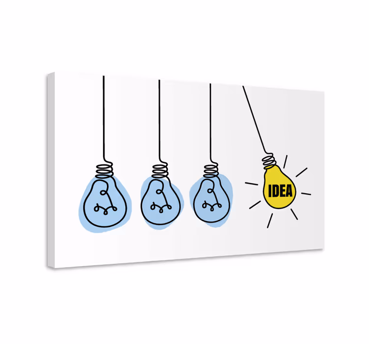 Işık ampulleri ile fikir oluşturmak motivasyon tablo - TenStickers