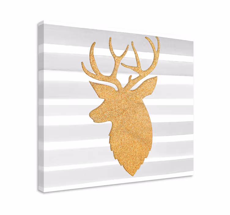 Altın ren geyiği Noel günü kanvas tablo - TenStickers
