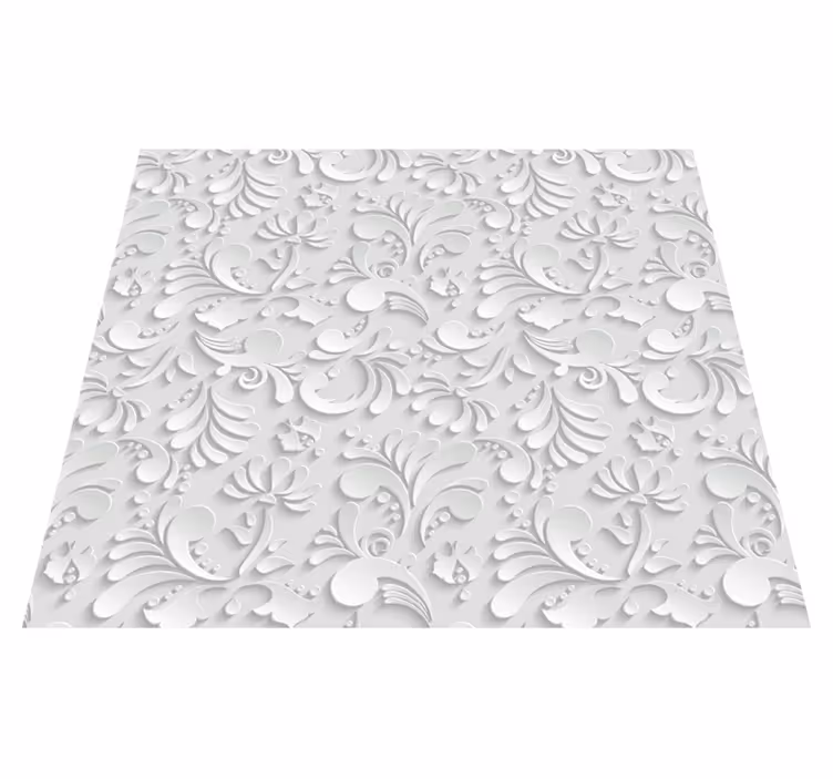3d çiçek desenli beyaz pvc halı - TenStickers