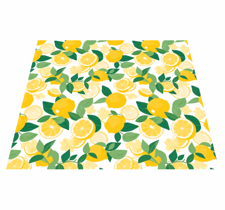 Limon dilimi deseni sarı pvc halı - TenStickers