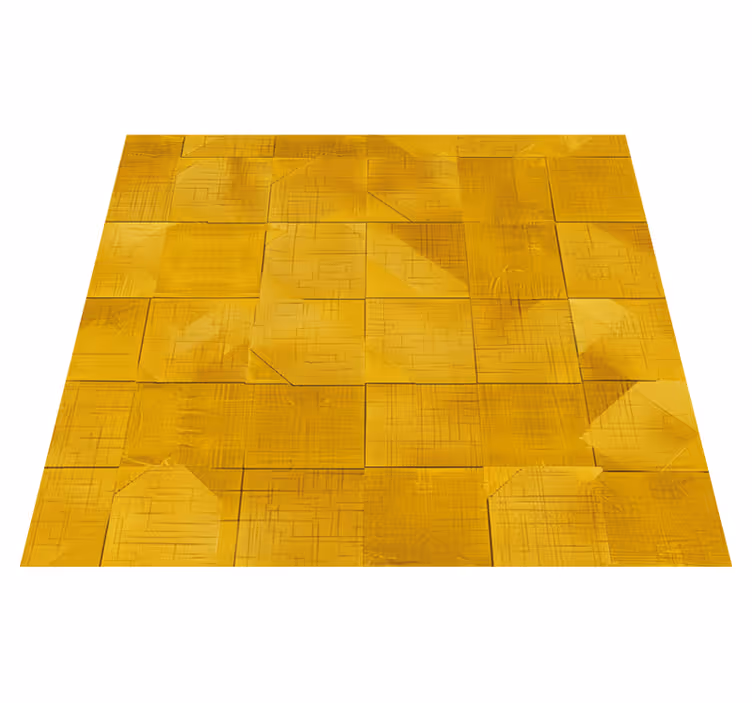 Geometrik kareler sarı pvc halı - TenStickers