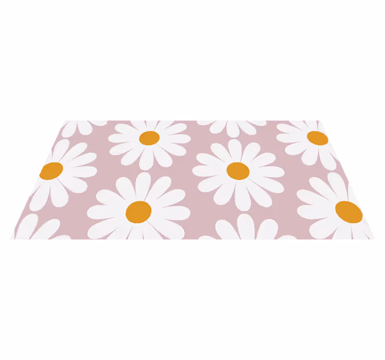 Pembe arka planlı papatya banyo pvc halı - TenStickers