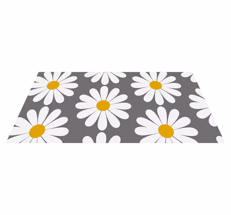 Gri arka planlı papatya banyo pvc halı - TenStickers