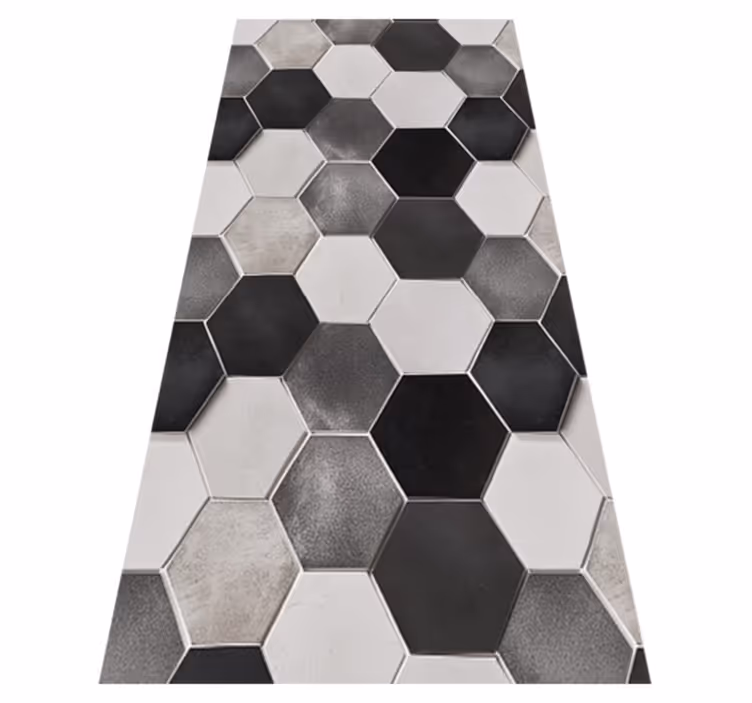 Gri altıgenler mutfak pvc halı - TenStickers