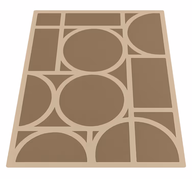 Bej geometrik tasarım kare pvc halı - TenStickers