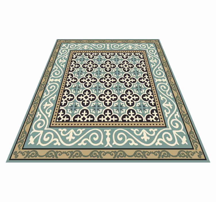 Süslü encaustic bordür yemek odasi pvc halı - TenStickers