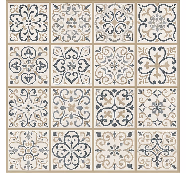 Nötr karo deseni yemek odasi pvc halı - TenStickers