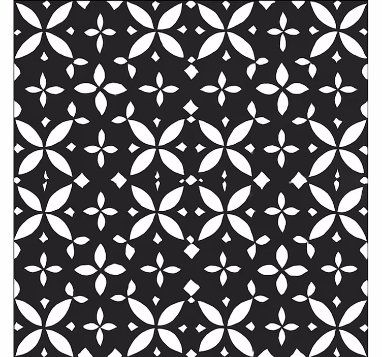Siyah çiçekli geometrik yemek odasi pvc halı - TenStickers