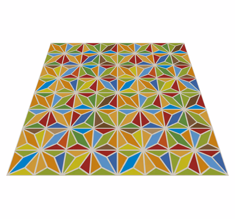 Kaleydoskopik geometrik fayans yemek odasi pvc halı - TenStickers