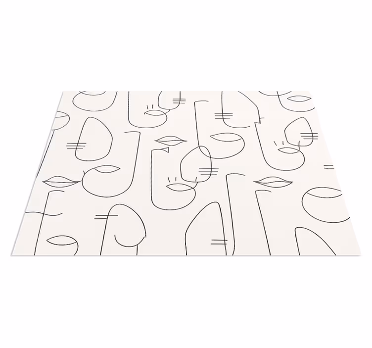 Mutfak pvc halı soyut yüz hatları - TenStickers