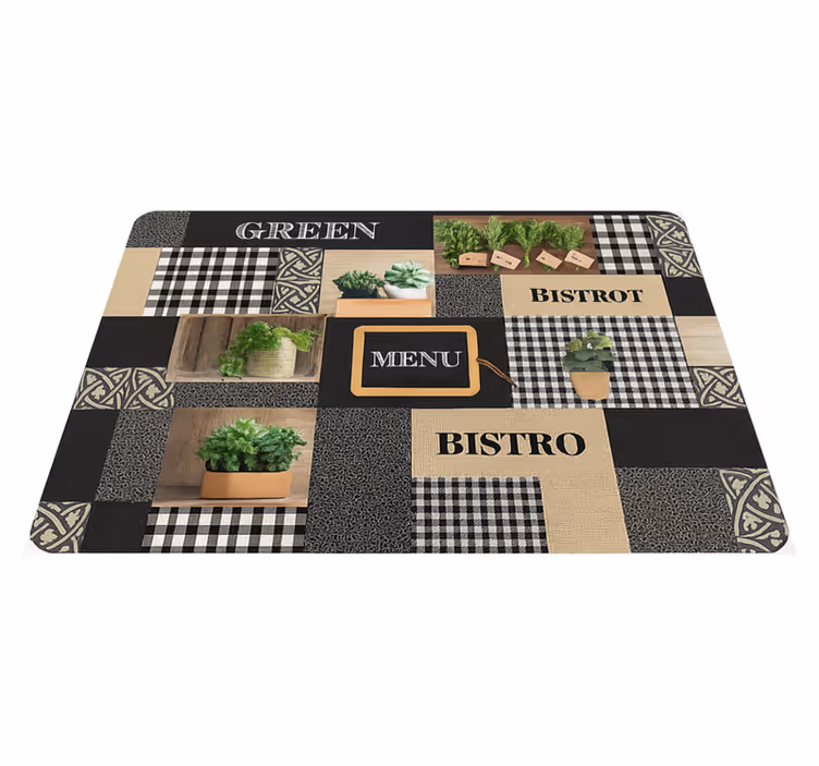 Mutfak pvc halı siyah beyaz bistro - TenStickers