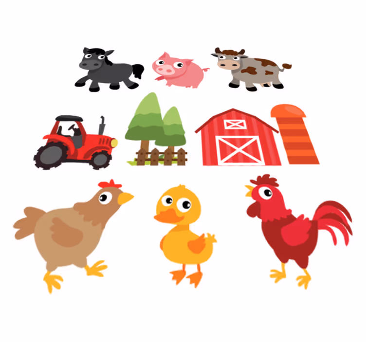 Hayvan pvc halı renkli çiftlik - TenStickers