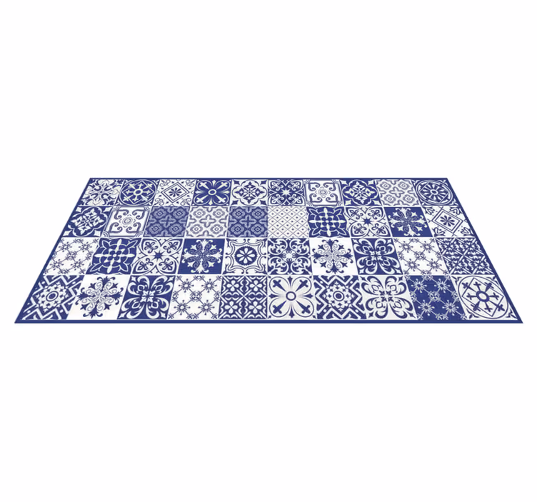 Mutfak pvc halı kobalt porselen kolaj - TenStickers