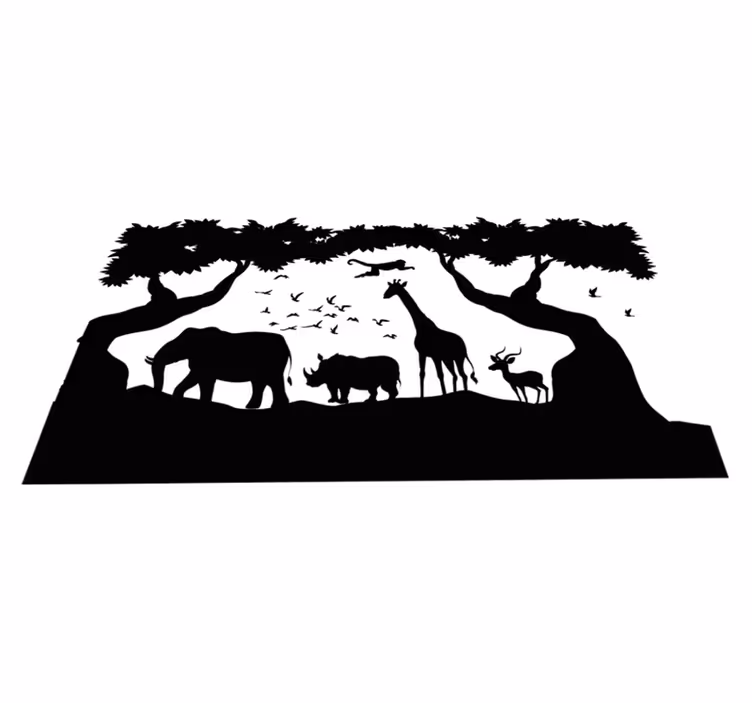 Hayvan pvc halı siyah beyaz savannah - TenStickers