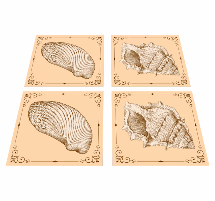 Hayvan pvc halı vintage deniz kabukları - TenStickers