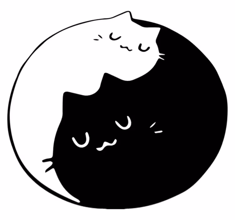 Hayvan pvc halı yin yang kediler - TenStickers