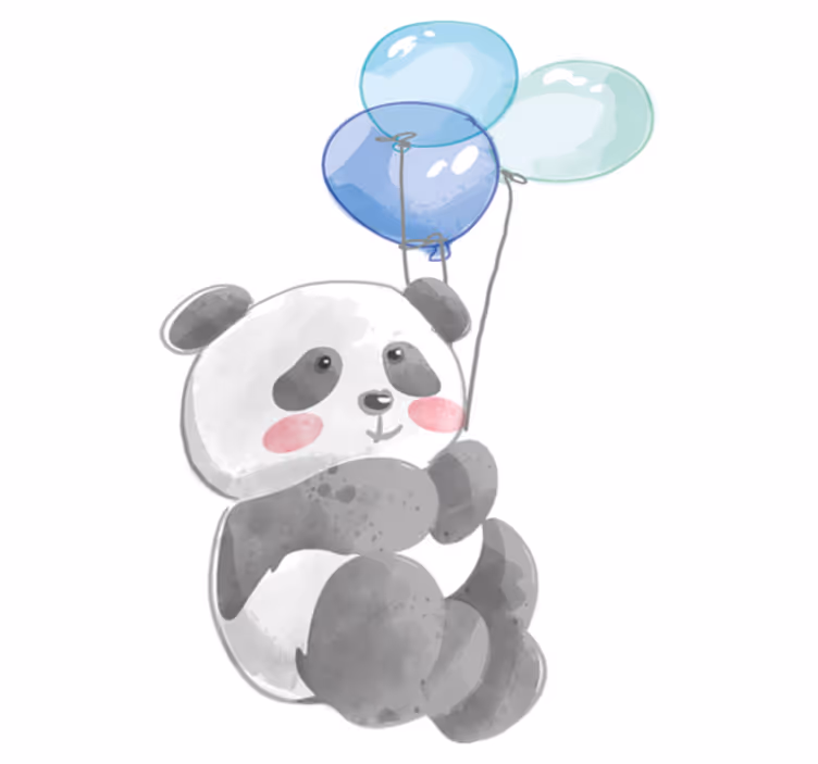 Hayvan pvc halı - Üç balon tutan bebek - TenStickers