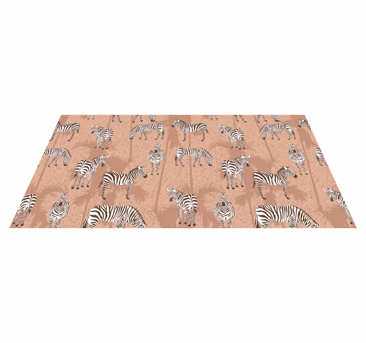 Hayvan pvc halı zebra ve palmiye kahverengi - TenStickers