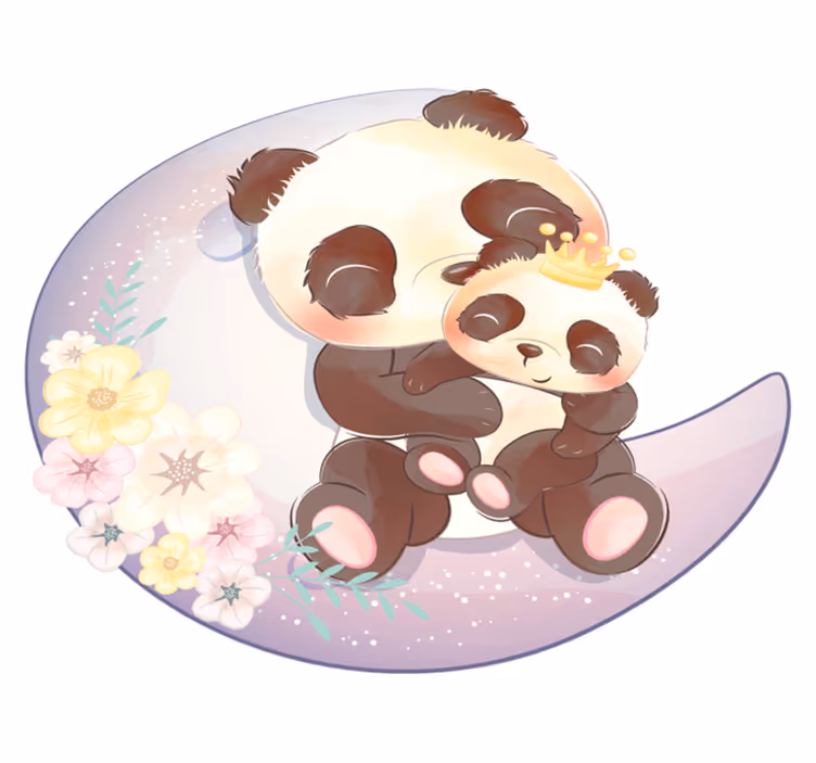 Hayvan pvc halı ay'da iki panda - TenStickers