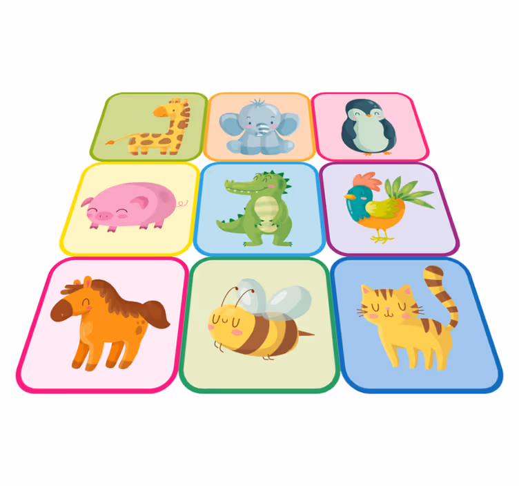 Hayvan pvc halı renkli karolar - TenStickers